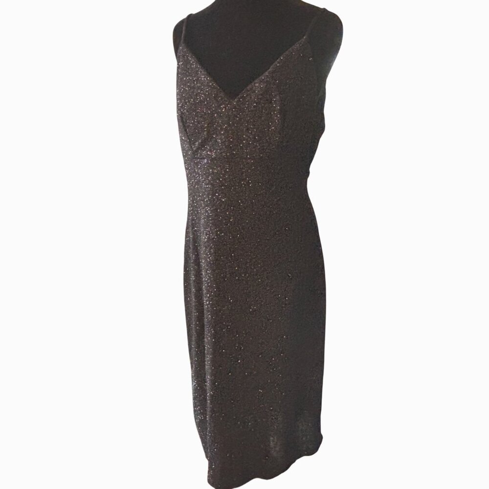 Premiere Amour Womens Glittery Midi Dress Size 12 Cowl Back, Empire Waist Formal